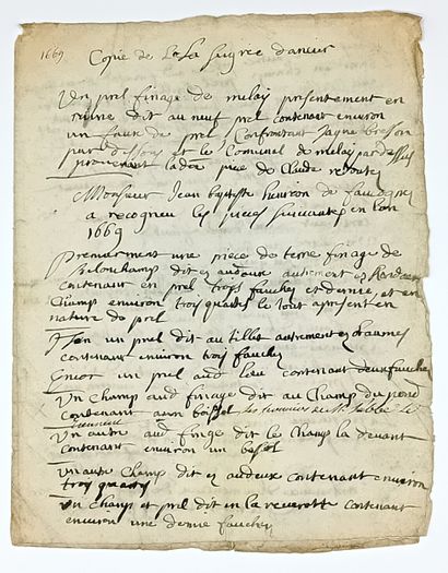 HAUTE-SAÔNE. SEIGNEURIE D’ANCIER. Manuscrit...