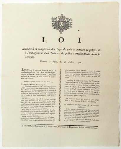 RÉVOLUTION. 1791. TRIBUNAL DE POLICE CORRECTIONNELLE....