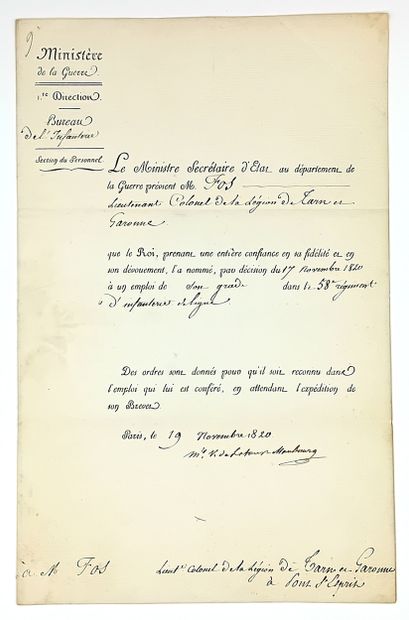 LÉGION DU TARN ET GARONNE - Pièce signée...