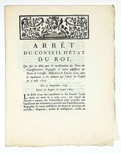 DROITS DE CARROSSES, MESSAGERIES et VOITURES...