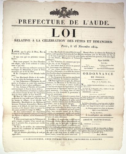 AUDE. 1814. «LOI relative à la Célébration...