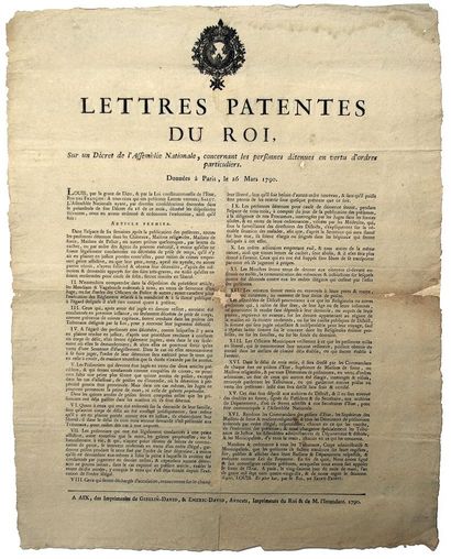 ABOLITION DES LETTRES DE CACHET. BOUCHES-DU-RHÔNE....
