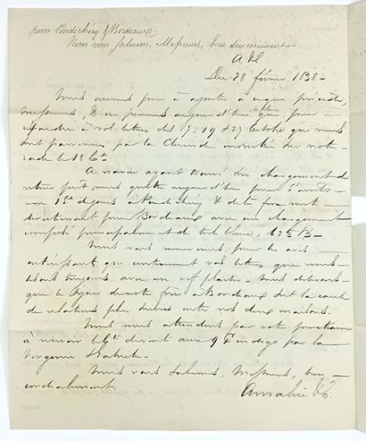MADRAS (Hindoustan anglais) Lettre commerciale...