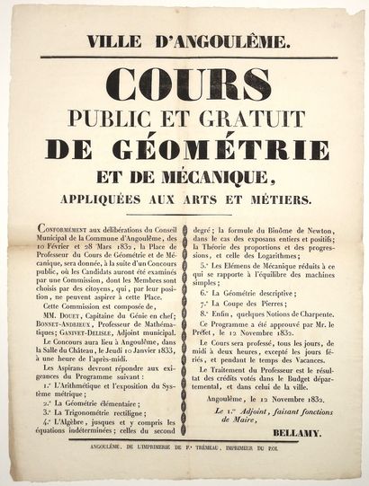 CHARENTE. 1832. Ville d’ANGOULÊME. “COURS...