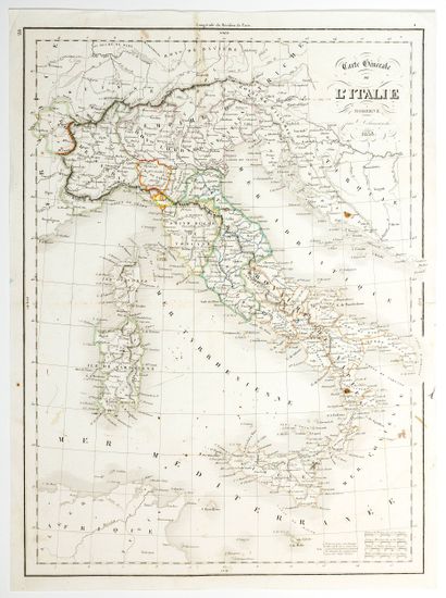 Carte générale de L’ITALIE MODERNE, par Delamarche,...