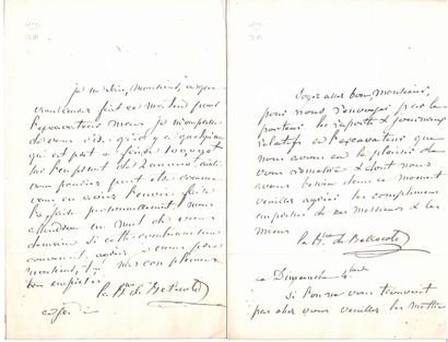 Baronne SAYDE DE BELLECÔTE. 2 Lettres autographes...
