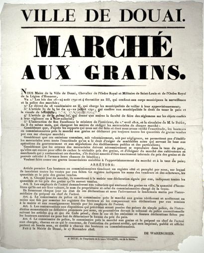 VILLE DE DOUAI (NORD). 1828. « MARCHÉ AUX...