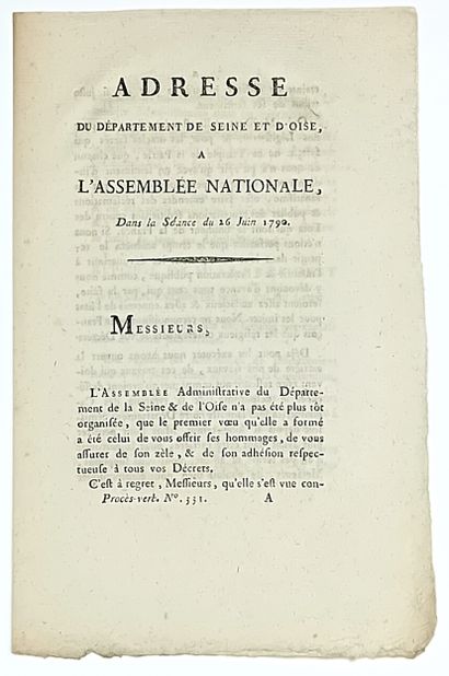 (SEINE ET OISE) - “ADRESSE du Département...