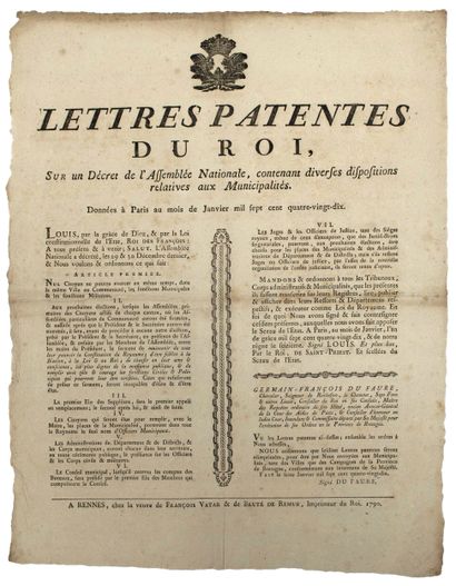 BRETAGNE 1790. ILLE-ET-VILAINE : “Lettres...