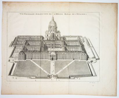 LES INVALIDES. Gravure XVIIIe de LUCAS. «...