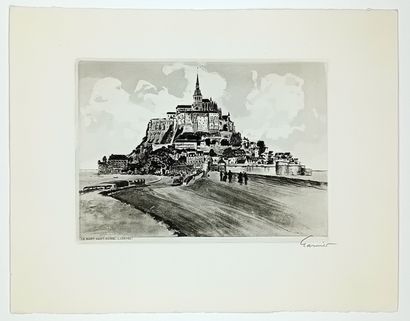 MANCHE. 3 Vues du MONT-SAINT-MICHEL : 2 Eau-forte...