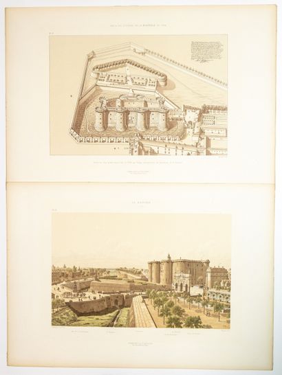 LA BASTILLE. 2 Lithographies fin XIXe, de...