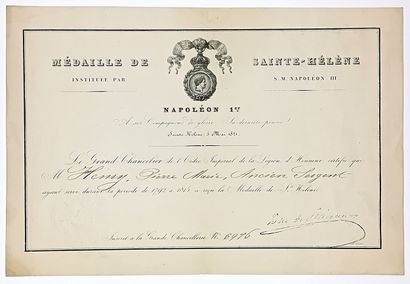 Brevet de la « MÉDAILLE DE SAINTE-HÉLÈNE,...