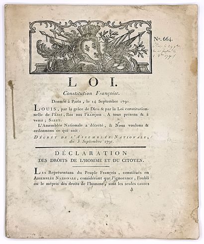 PREMIÈRE CONSTITUTION. FRANÇAISE. - Donnée...