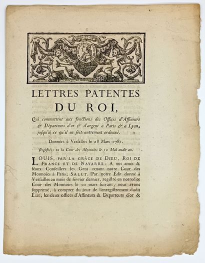 AFFINEURS D’OR « Lettres Patentes du ROI,...