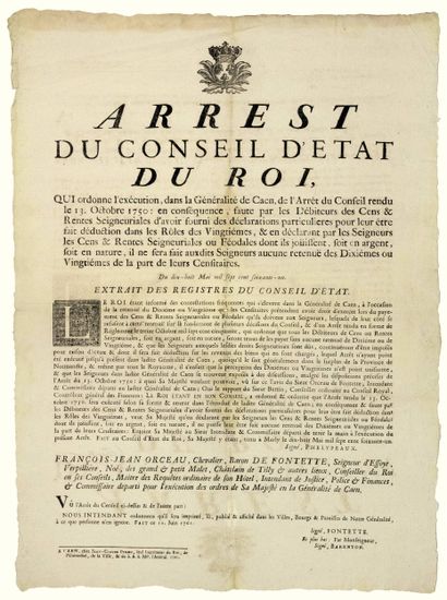 GÉNÉRALITÉ DE CAEN (Calvados). 1761. CENS...