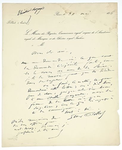 THÉATRES ROYAUX - Lettre signée Léon PILLET...