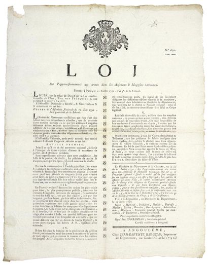 CHARENTE. 1792. MONNAIE. Loi du 25 juillet...