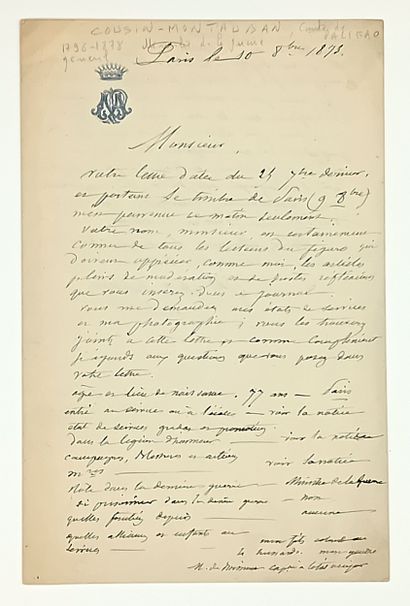 COUSIN-MONTAUBAN, Comte de PALIKAO (Charles-Guillaume,)...