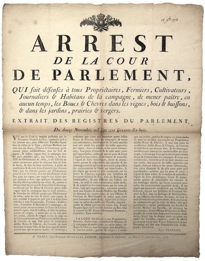 BOUCS ET CHÊVRES. 1778. PARLEMENT DE PARIS....