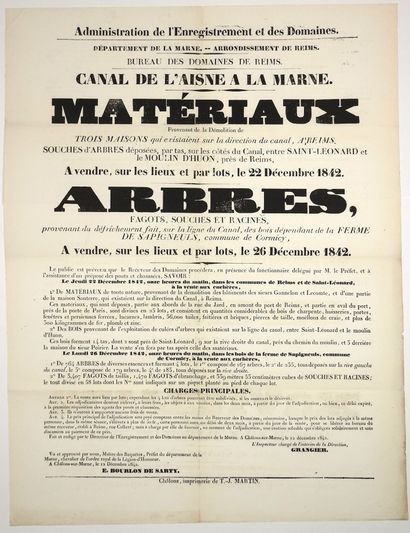 « CANAL DE L’AISNE A LA MARNE. » 1842. Bureau...