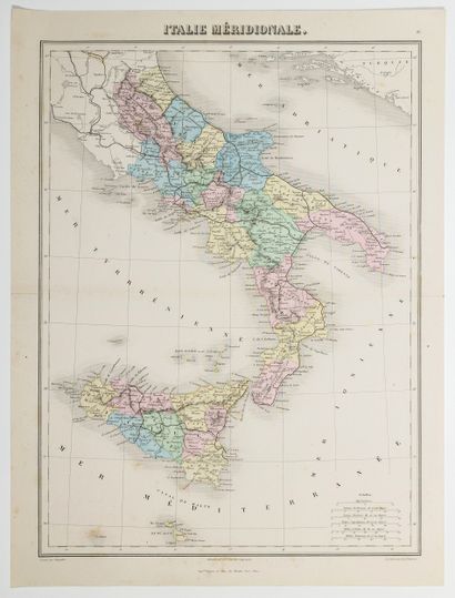 Carte L’ITALIE MÉRIDIONALE (c. 1872) Gravée...