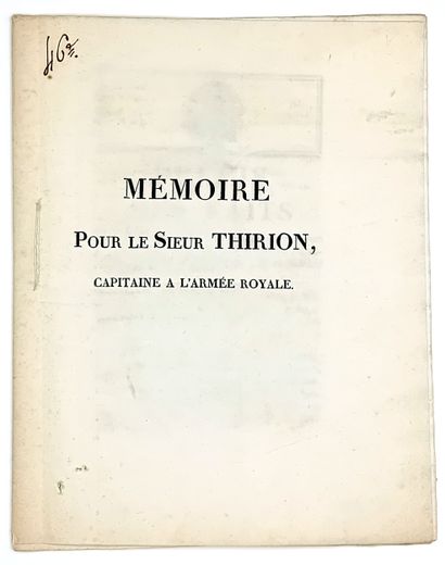 “MÉMOIRE pour le Sieur THIRION, Capitaine...