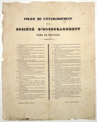 STRASBOURG (67). 1835. “POLICE DE L’ÉTABLISSEMENT...