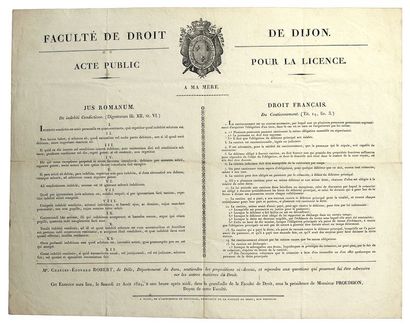 CÔTE-D’OR. 1824. FACULTÉ DE DROIT DE DIJON....