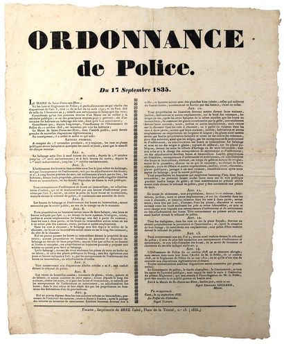 CALVADOS. 1835. Arrêté du Maire de ST PIERRE...