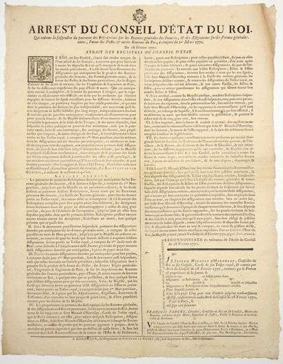 GÉNÉRALITÉ DE BORDEAUX. 1770. « Arrest du...