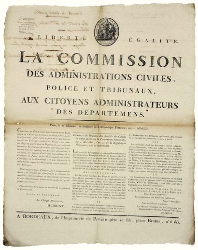 PARIS. 1795. BORDEAUX. (ÉTRANGERS RÉSIDENTS...