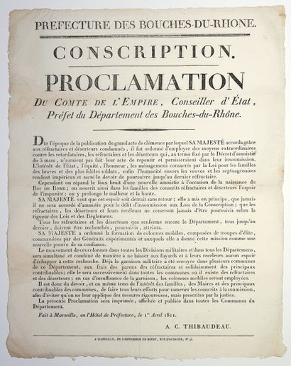 BOUCHES-DU-RHÔNE. EMPIRE. CONSCRIPTION. Proclamation...