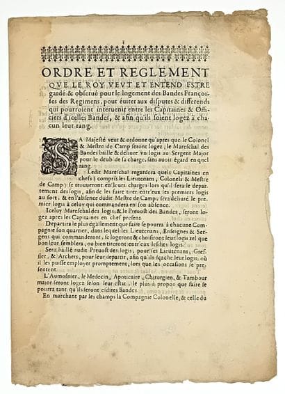 LES BANDES FRANÇAISES. 1595 - “ORDRE ET RÈGLEMENT...