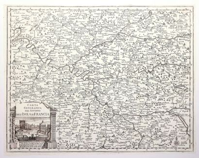 ILE DE FRANCE. Carte italienne XVIIIe gravé...