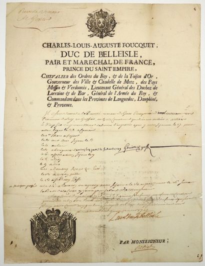 Louis Charles Auguste Fouquet, Duc de BELLE-ISLE,...