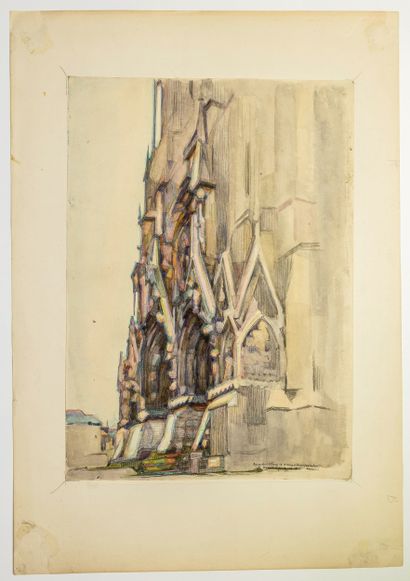 MARNE. CATHÉDRALE DE REIMS. « Aquarelle de...