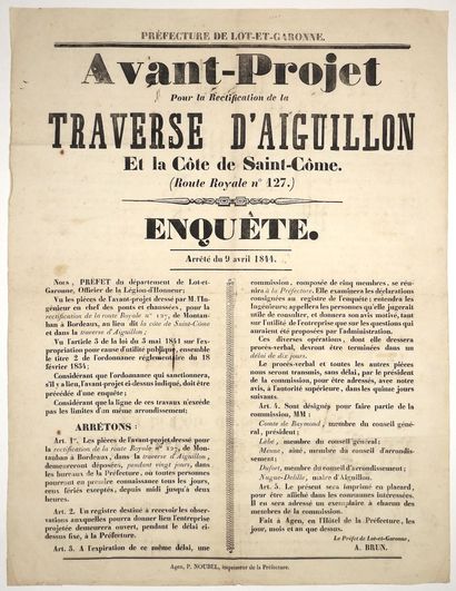 LOT-ET-GARONNE. Avant-Projet pour la rectification...