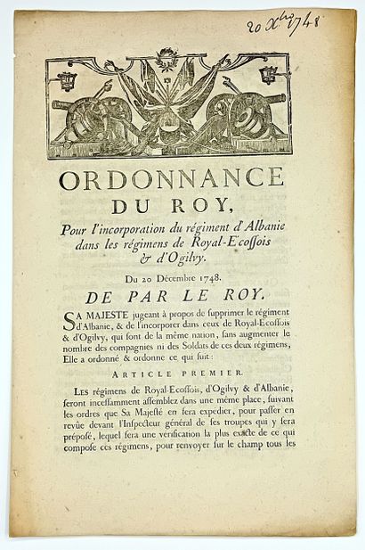 RÉGIMENT ROYAL-ÉCOSSOIS - “Ordonnance du...