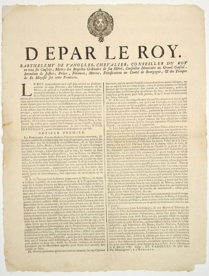 DOUBS. 1737. MALADIE DES CHEVAUX. De par...