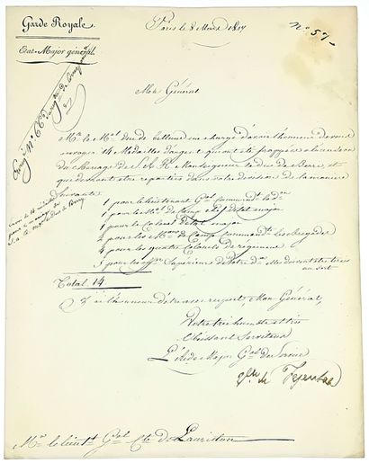 MARIAGE DU DUC DE BERRY - Lettre signée “Vicomte...
