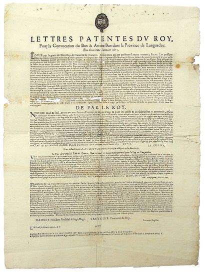 NOBLESSE DU LANGUEDOC. 1675. «Lettres patentes...