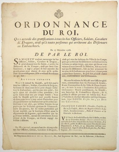 GIRONDE. 1768. « Ordonnance du ROI (LOUIS...