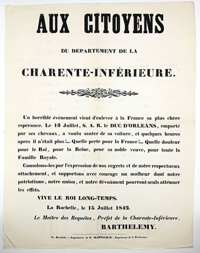 MORT DU DUC D’ORLÉANS, Ferdinand-Philippe...