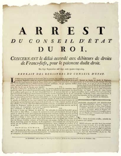 BRETAGNE. 1785. ST CLOUD (92). DROITS DE...