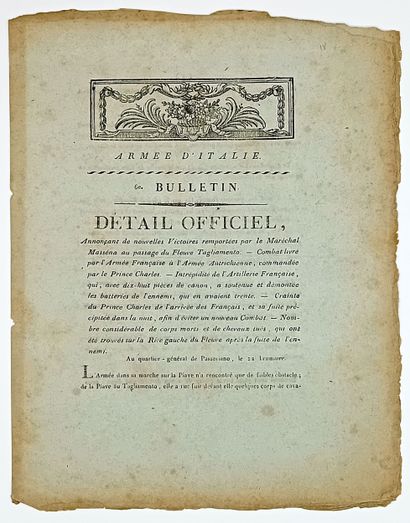 « 6e BULLETIN DE L’ARMÉE D’ITALIE » - Impr....