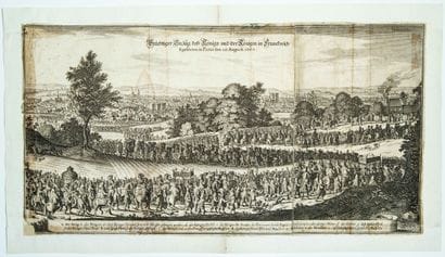 CORTÈGE DU ROI LOUIS XIV ET DE LA REINE entrant...