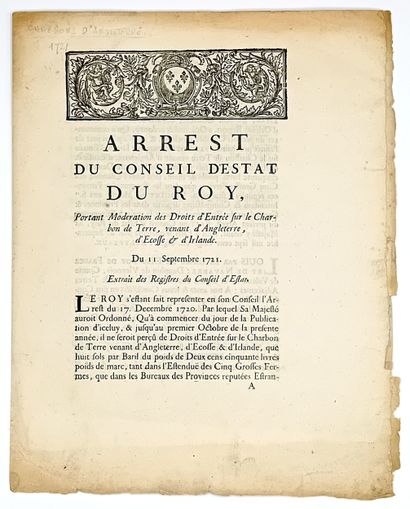 CHARBON D’ANGLETERRE ET D’IRLANDE - “Arrest...