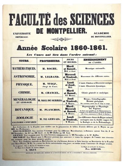 HÉRAULT. « Faculté de Sciences de MONTPELLIER....