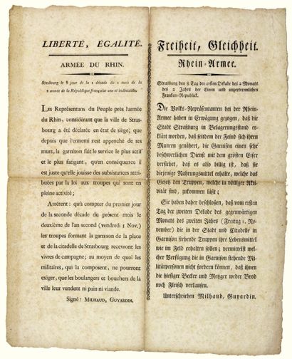 BAS-RHIN. 1793 “ARMÉE DU RHIN”. STRASBOURG...